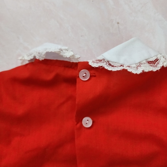 CRADLE TOGS x VINTAGE 80's red ruffle white lace trim diaper cover and kitty top - Picture 3 of 8